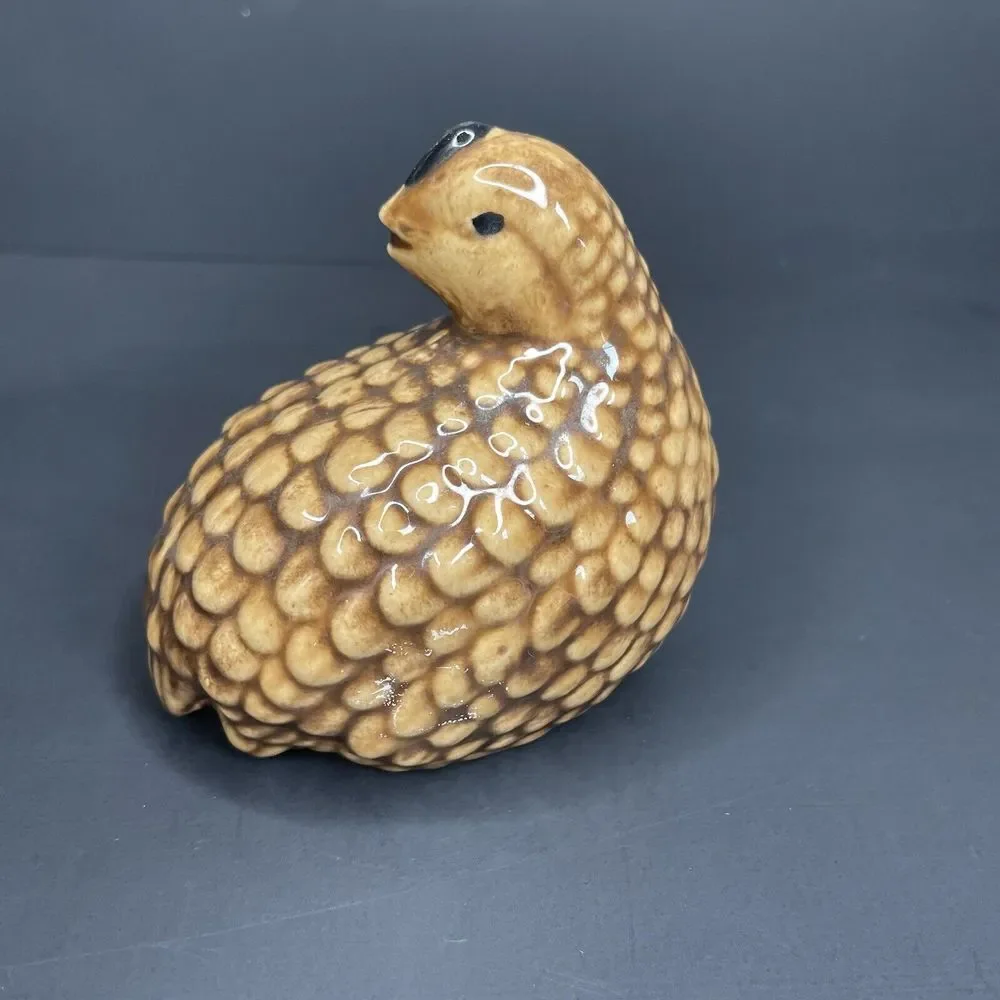 Vintage Brown Quail Looking‎ Down It's back Decorative Figurine Marked ES